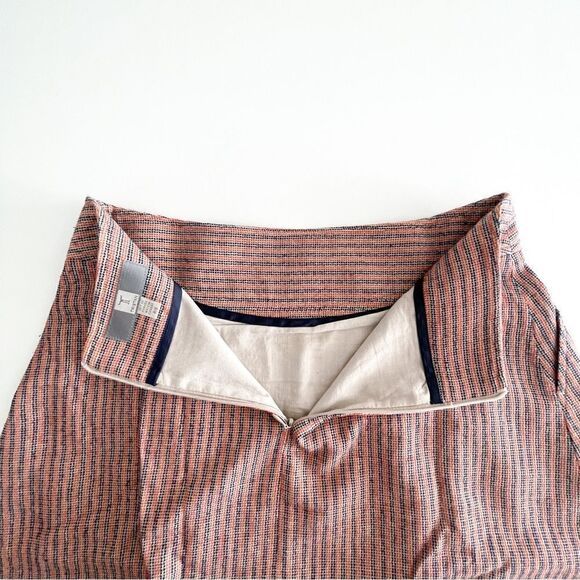 Tristan Skirt Front Pleats A-Line Striped Slash Pockets Blue Rust Women's S - Picture 3 of 10